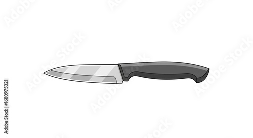A stylized depiction of a chef's knife,isolated on pure white background