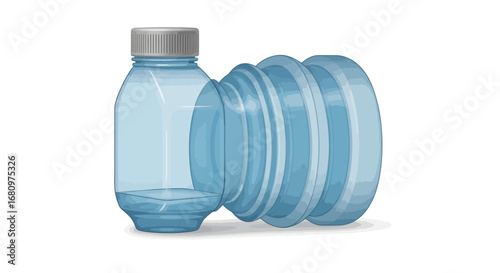 Aesthetic illustration of a plastic water bottle laying down on its side