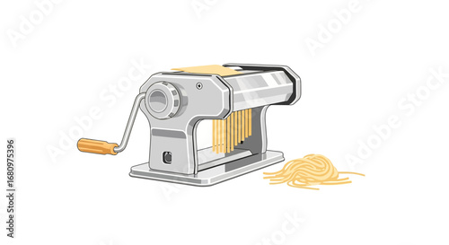 Artistic rendering of a pasta maker crafting fresh homemade noodles