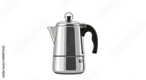 Classic Italian Stovetop Espresso Maker Illustration on White Backdrop