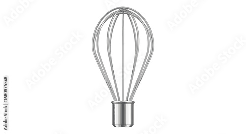 Classic stainless steel whisk, essential kitchen utensil for baking, isolated