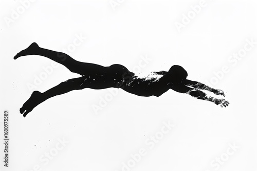 Dynamic Monochrome Silhouette: Abstract Art Depicting a Swimmer's Power and Grace in Motion.