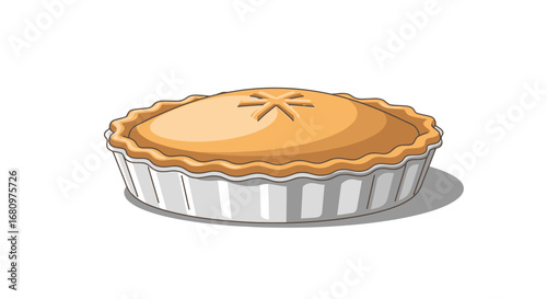 Delicious Homemade Pie Illustration Isolated on White Background
