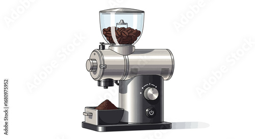 Electric burr coffee grinder processing, to extract flavors and aromas