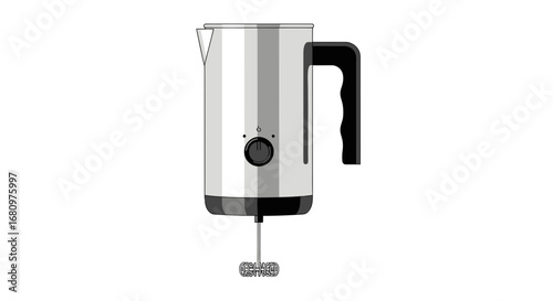 Electric milk frother design stands out on minimalist white backdrop
