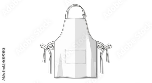 Elegant minimalist apron vector illustration with tie and pocket detailing