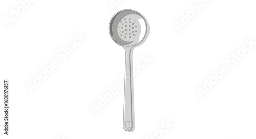 Elegant vector illustration of a silver skimmer spoon isolated on white