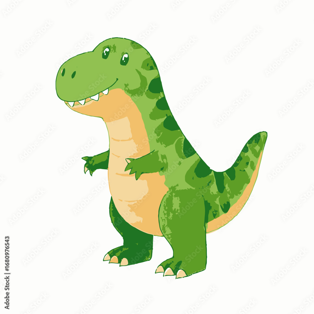 Fototapeta premium A beautifully illustrated watercolor composition showcasing a variety of small and large dinosaurs, including a gentle apatosaurus, a playful baby triceratops
