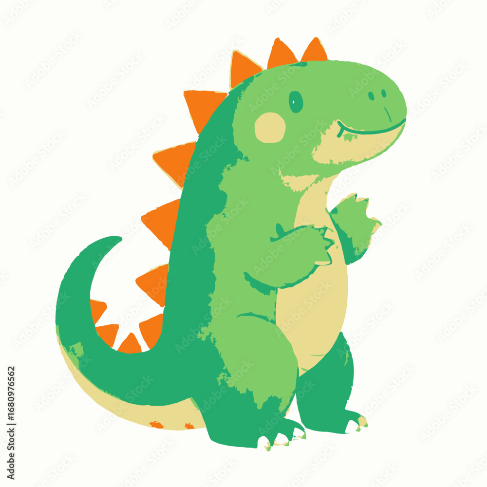 Obraz premium A beautifully illustrated watercolor composition showcasing a variety of small and large dinosaurs, including a gentle apatosaurus, a playful baby triceratops