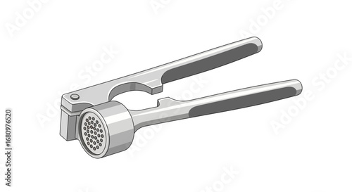 Illustration of a metal garlic presser perfect for culinary projects