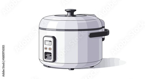 Illustration of a modern electric rice cooker on a white background