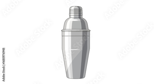 Illustrative representation of a classic stainless steel cocktail shaker