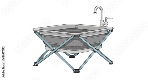 Isolated Portable Sink Washstand Illustration for Outdoor Hygiene Needs