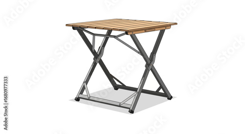Isometric view of lightweight folding table for events or mobile use