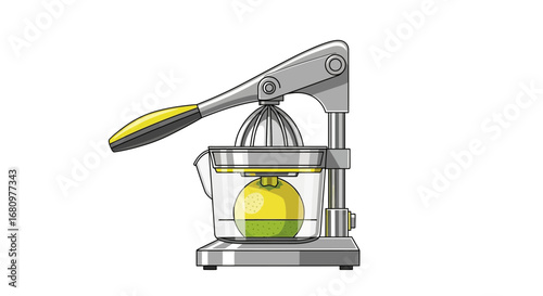 Manual citrus juicer with grapefruit for fresh juice illustration vector