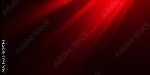 A looping animation of red stage curtains illuminated by a spotlight, with an abstract dark wave pattern and glowing digital rays