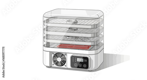 Modern food dehydrator with transparent trays for kitchen appliances
