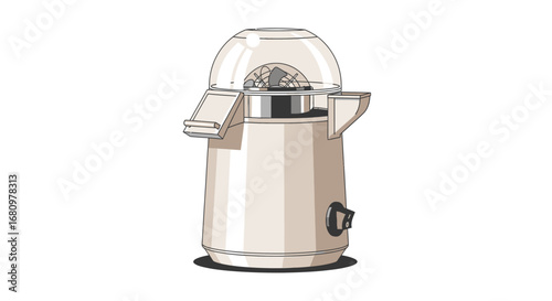 Retro kitchenware appliance illustration with semi-transparent hood