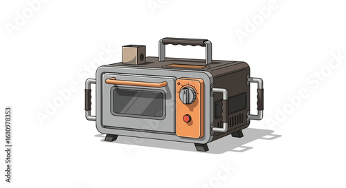 Retro styled toaster oven illustration with unique design elements