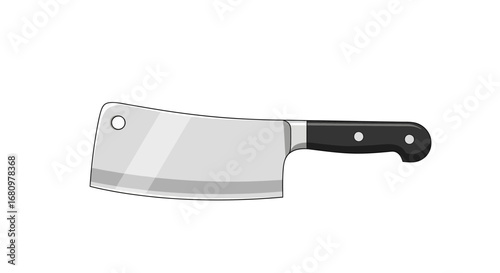 Sharp cartoon butcher knife or cleaver illustration on white background