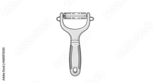 Shiny and Modern Silver Vegetable Peeler Isolated on White Background