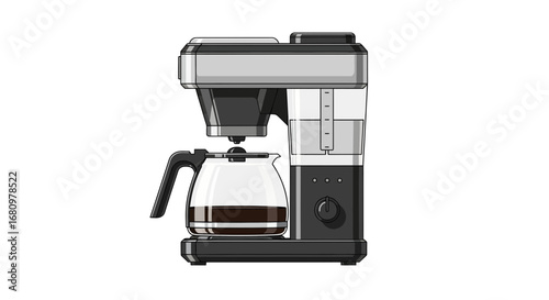 Sleek countertop coffee maker illustration on a clean white background