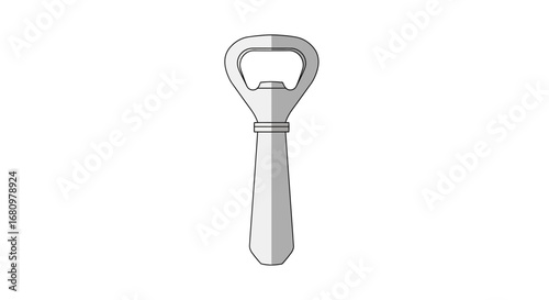 Stylized Single Bottle Opener on White Background Illustrative Design
