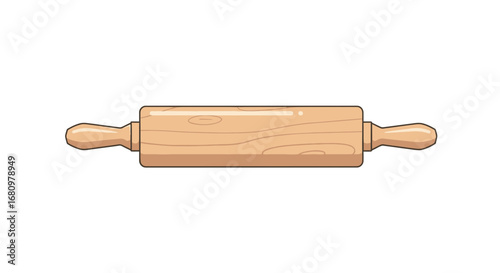 Stylized wooden rolling pin illustration for baking and culinary arts