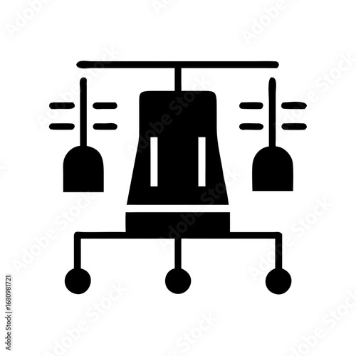 Illustration of an automated machine with hanging elements, , representing industrial automation and robotic manufacturing processes