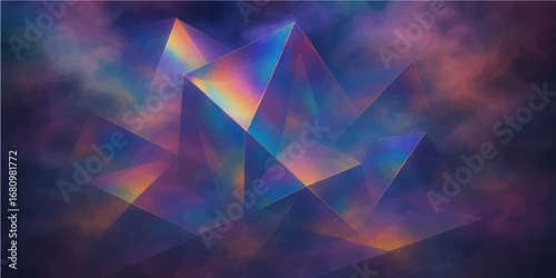 Geometric vector illustration with an abstract blue light pattern and a modern origami-inspired design