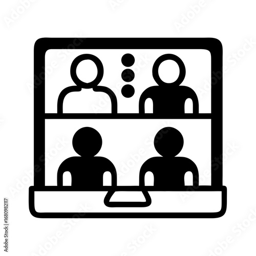 Vector art of online meeting icon vector illustration of a video conference call with a team of four people on a laptop
