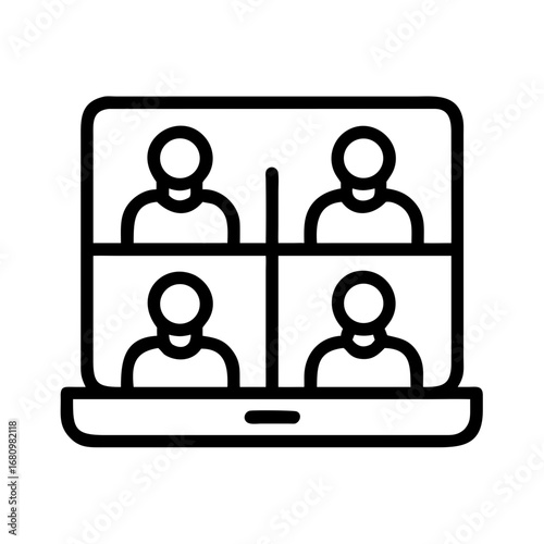 Vector art of online meeting icon vector illustration of a video conference call with a team of four people