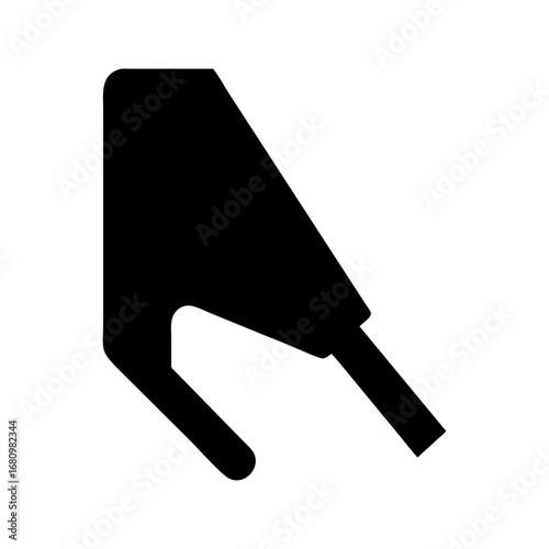 Vector art of a black guitar pick, a small flat tool used to strum or pluck the strings of a guitar or other stringed instrument