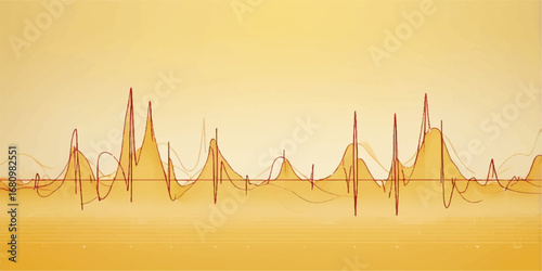 Cardiogram on a red abstract background is a vector illustration with a forest green symbol design