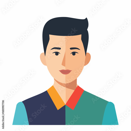 Modern flat design vector illustration of a young man's avatar. Male character portrait for a user profile, business icon, or social media representation
