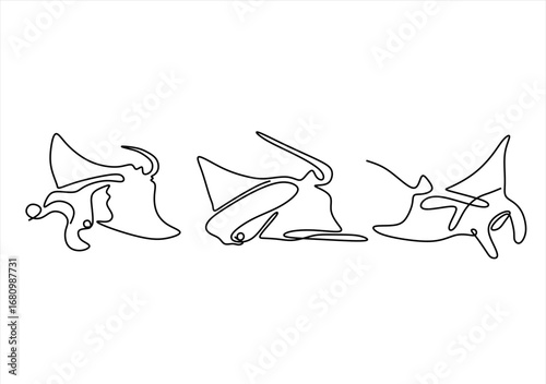 Line art manta ray. Logo in Line Art. line icon-continuous line drawing. Editable stroke. 