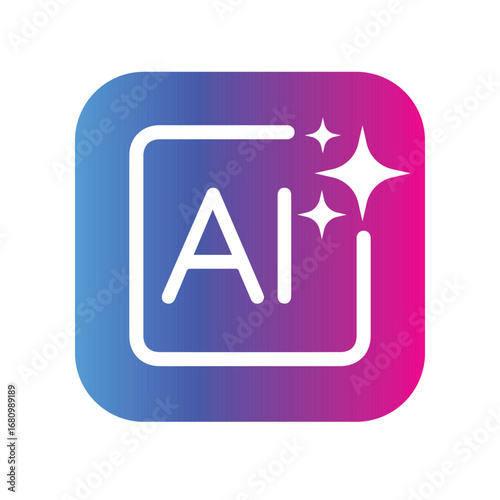 AI button vector. Artificial intelligence icon. Machine learning technology concept.  