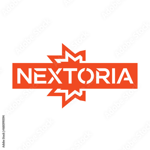 Bold orange logo of Nextoria featuring stylized star shapes crisp vector design on a clean white
