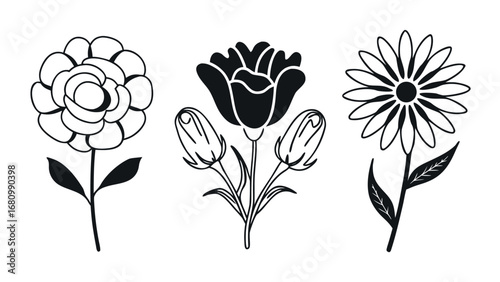 Three elegant floral line art designs perfect for modern invitations and branding projects