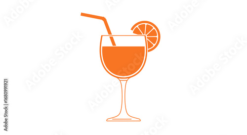 Refreshing orange juice in a tall glass with a straw and a citrus slice garnish