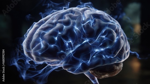 Wallpaper Mural Glowing digital brain made of neural streams, AI visualization Torontodigital.ca