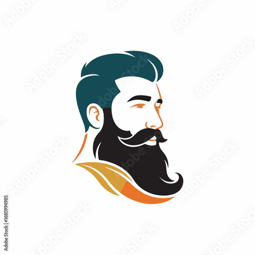 vector illustration of a Man with long hair logo