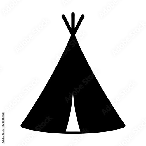 Stylized illustration of a traditional black teepee on a white background