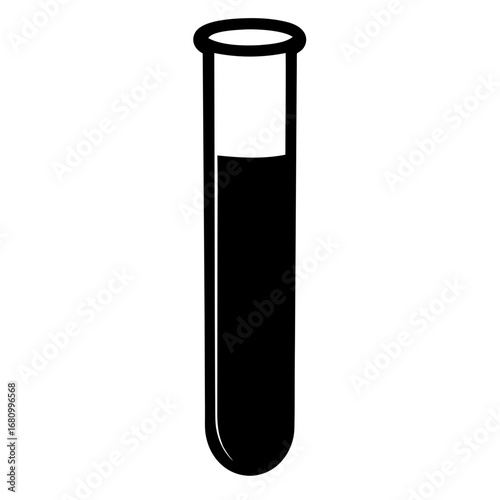 Black and White Chemistry Test Tube with Dark Liquid Illustration Image