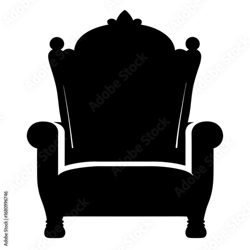 Silhouette image of an ornate arm chair perfect for royalty and power