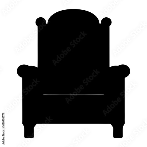 Elegant Black Silhouette of a Classic Armchair with Ornate Details