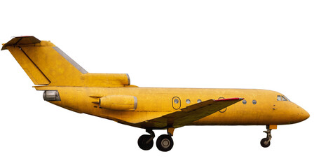 Acrylglasbilder Alte Flugzeuge Altes gelbes Flugzeug freigestellt  © Victoria