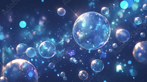 Wallpaper Mural キラキラと輝く水の飛沫と泡の幻想的な背景 Torontodigital.ca