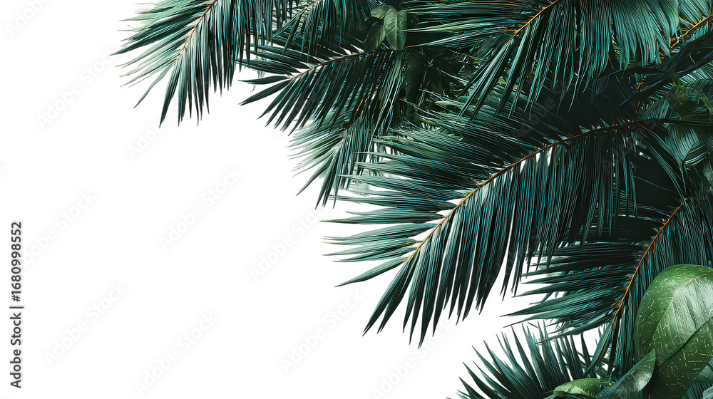 Naklejka premium Dark Teal Pine Branch on Black Background