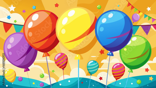 Vector art of colorful balloons floating in the air for a festive celebration party